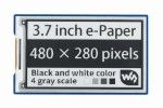 e-paper WAVESHARE 3.7inch e-Paper e-Ink Display HAT For Raspberry Pi, 480×280, Black / White, 4 Grey Scales, SPI, Waveshare 18057